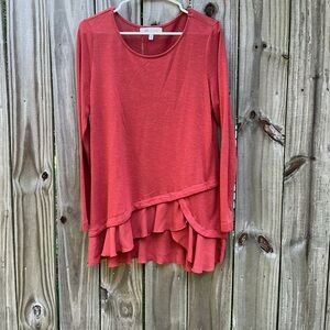 Fever Rust Layered Long Sleeve Top